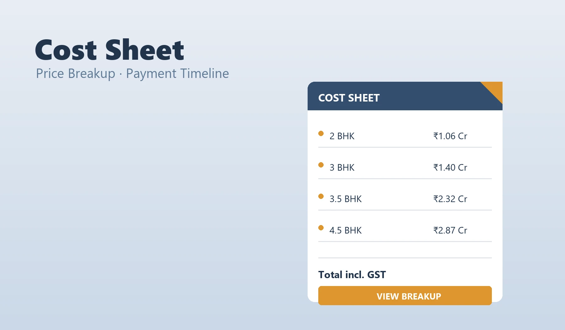 Bramha Sun Valley Cost Sheet - Price Breakup and Payment Timeline